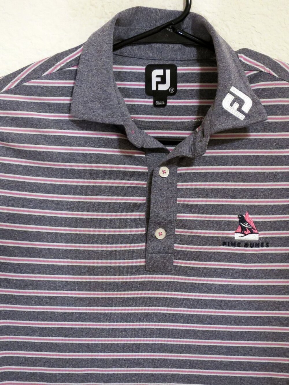 FootJoy Shirt Mens Small Short Sleeve Golf Polo Gray Red White FJ Collar